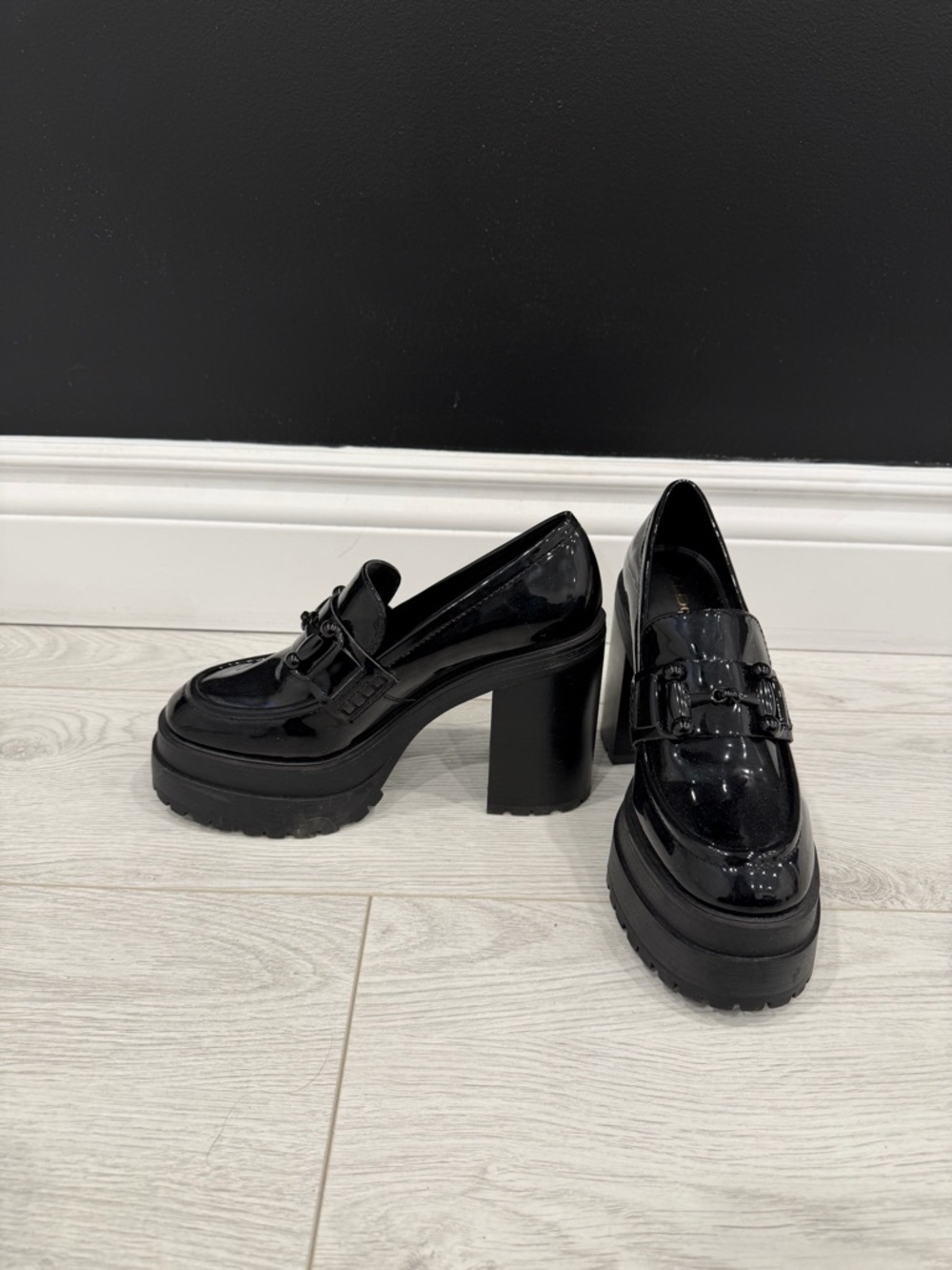 Aldo | Patent Platform Loafers with Chunky Block Heel